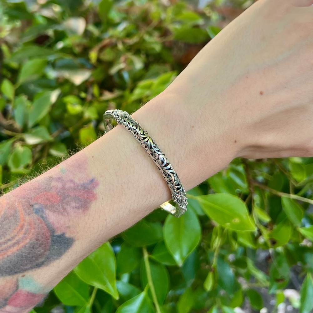 SARDA Sterling Silver 🩶 Filigree Bangle Bracelet - Picture 4 of 17